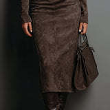 Lorraine | Hosszú barna midi ruha