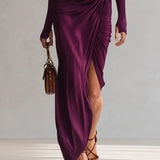 Rosalia - Elegant lila maxi ruha egy vallra