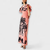 Stílusos ujjatlan felső lámfákkal és rópusi madarakkal