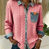 Juliane | Rózsaszín kötött farmer pulóver