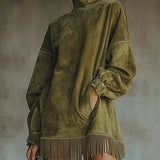 Gabriela | Magas nyakú, francia szélű ruha előtt