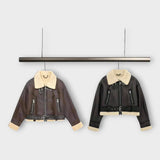 Bőr Rövid Dzseki Övvel 