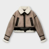 Bőrkabát béléssel és övvel 