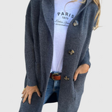 Gizel – Hosszú kötött kabát kapucnival 