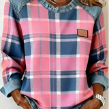 Avery | Kockás farmer pulóver rózsaszín